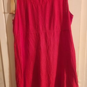 Flax Red Linen Sleeveless Midi Dress (M) B:44